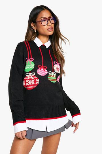 Bauble Christmas Jumper black