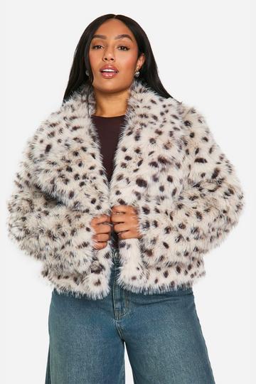 Multi Plus Vintage Look Leopard Faux Fur Coat