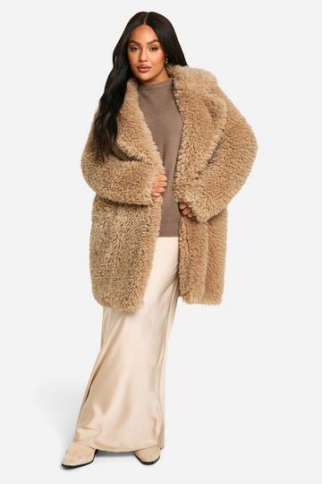 Plus Teddy Faux Fur Coat biscuit