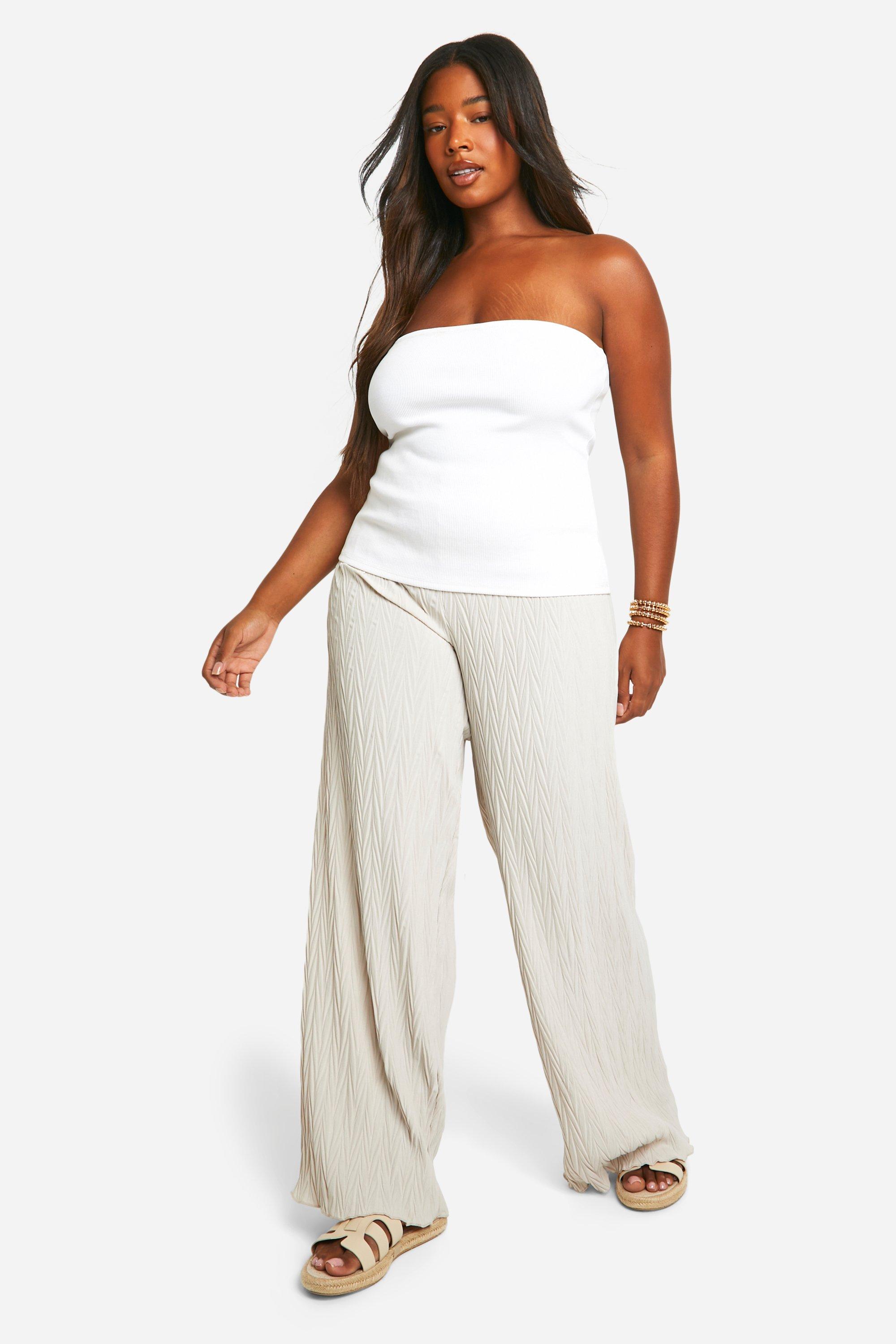 Plus size gauze wide leg pants best sale