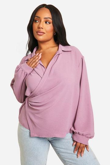 Plus Hammered Wrap Shirt mauve