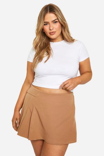 Plus Pleated Side Skort taupe