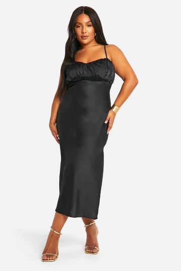 Plus Ruched Detail Midaxi Dress black