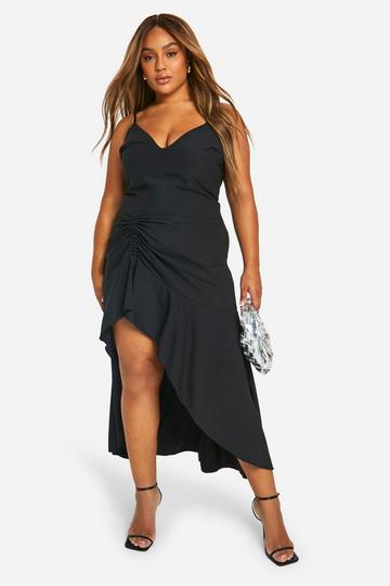 Plus Ruffle Hem Midi Dress black