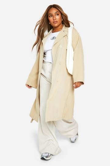 Stone Beige Plus Lightweight Trench Jacket