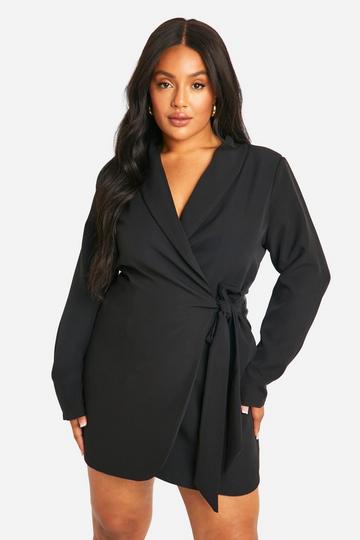 Plus Tie Side Blazer Dress black