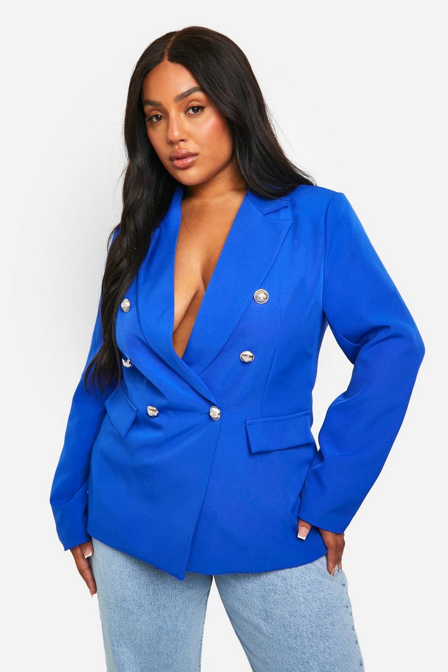 Cobalt Plus Double Breasted Cinched Waist Blazer image number 1
