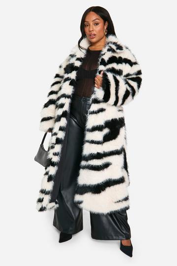 Plus Zebra Faux Fur Coat zebra