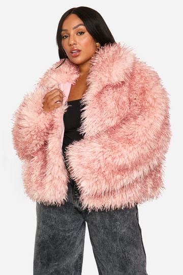 Pink Plus Shaggy Faux Fur Coat