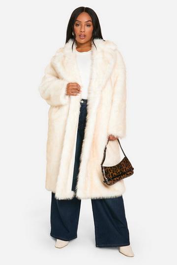 Plus Luxe Two Tone Faux Fur Jas cream