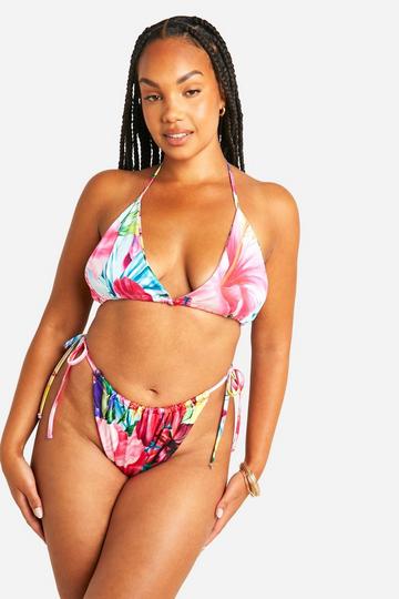 Plus Driehoekige Bloemen Bikini Top multi