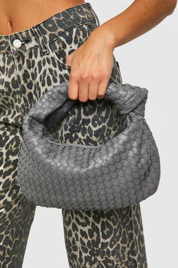 Grey Woven Knot Handle Grab Bag