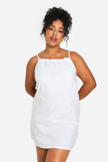 Plus Cotton Poplin Strappy Pinstripe Nightie white