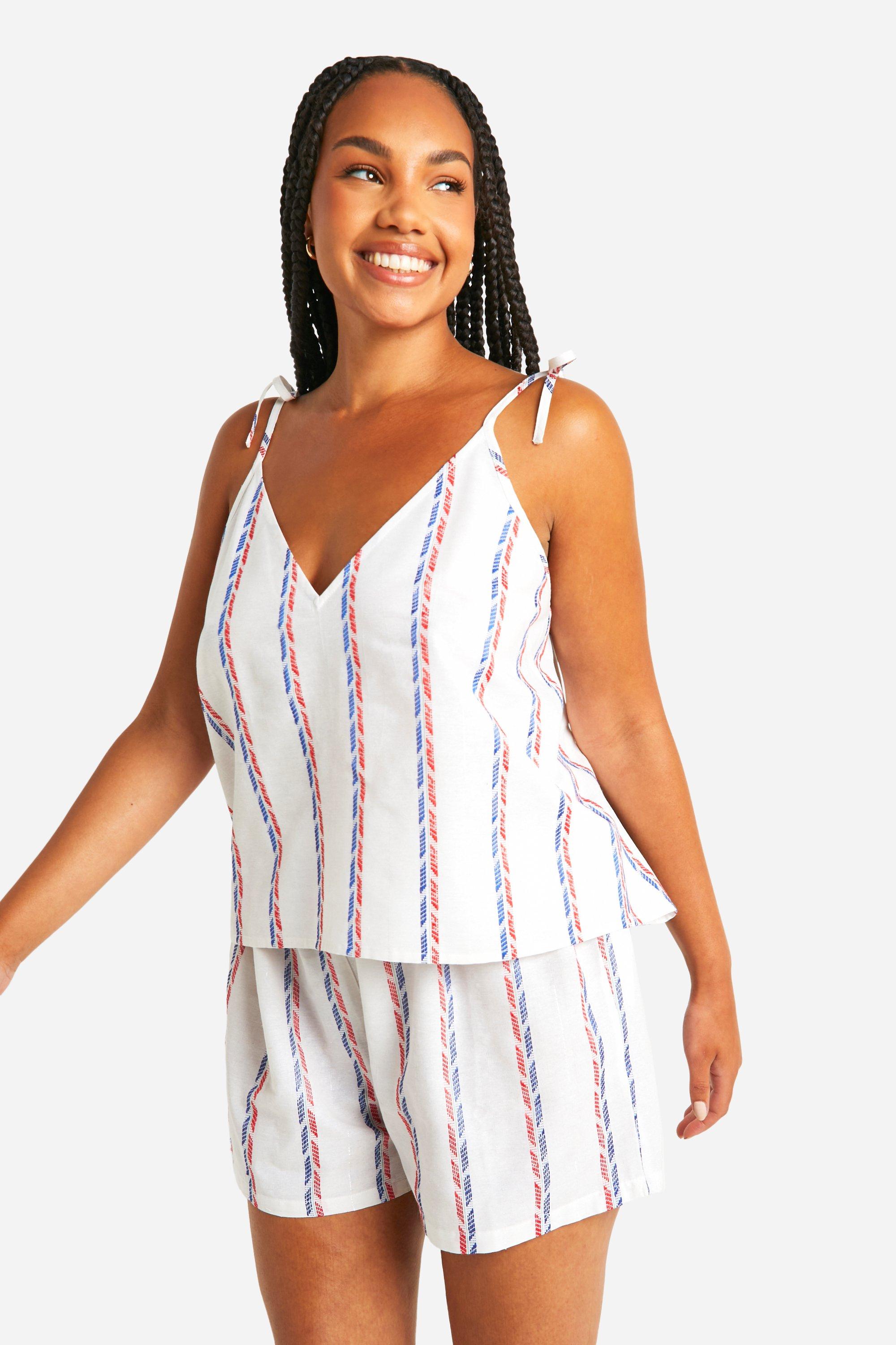 Grande taille Ensemble de pyjama a rayures avec debardeur et short boohoo FR