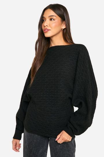 Soft Cable Twist Back Detail Knitted Jumper black