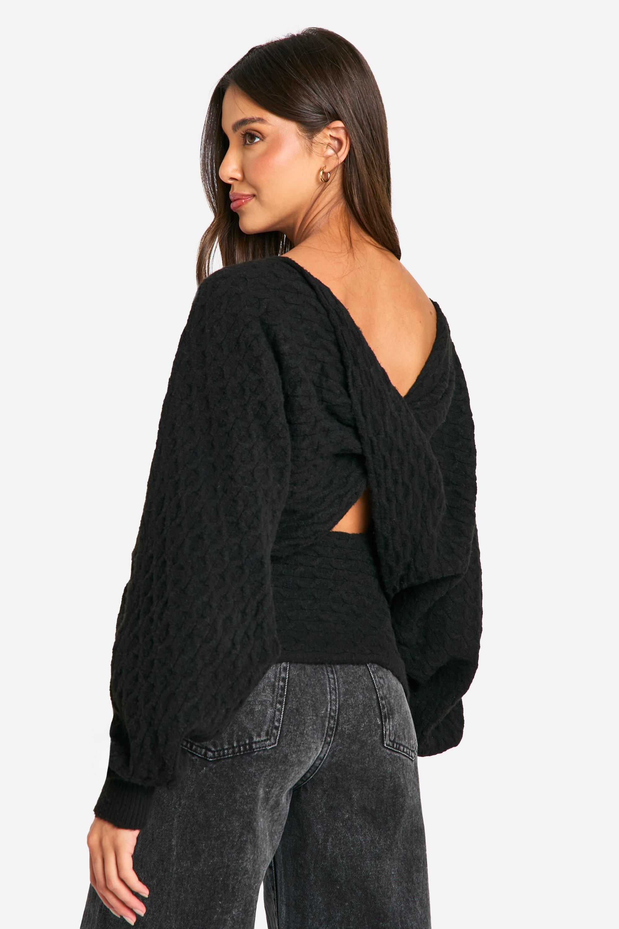 Women Twisted Back Knitted Sweaters Women Twisted Back Knitted Sweaters