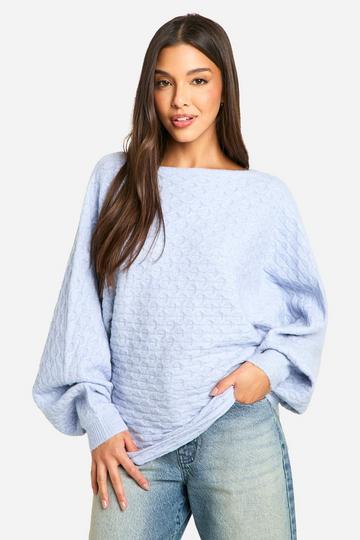 Soft Cable Twist Back Detail Knitted Jumper blue