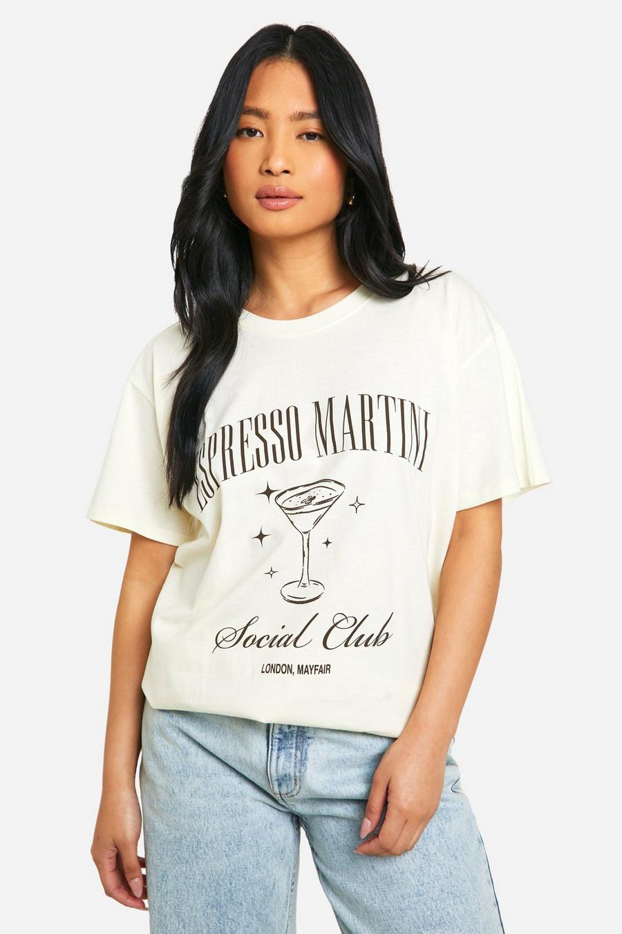 Petite - T-shirt oversize à imprimé Expresso Martini, Natural