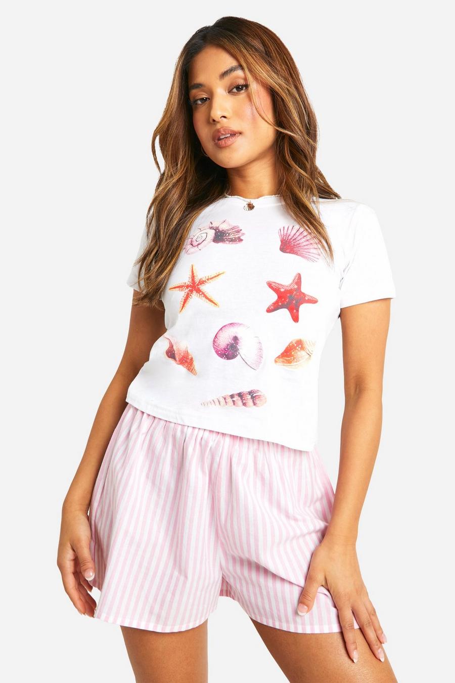 White Petite Shell Baby Tee image number 1