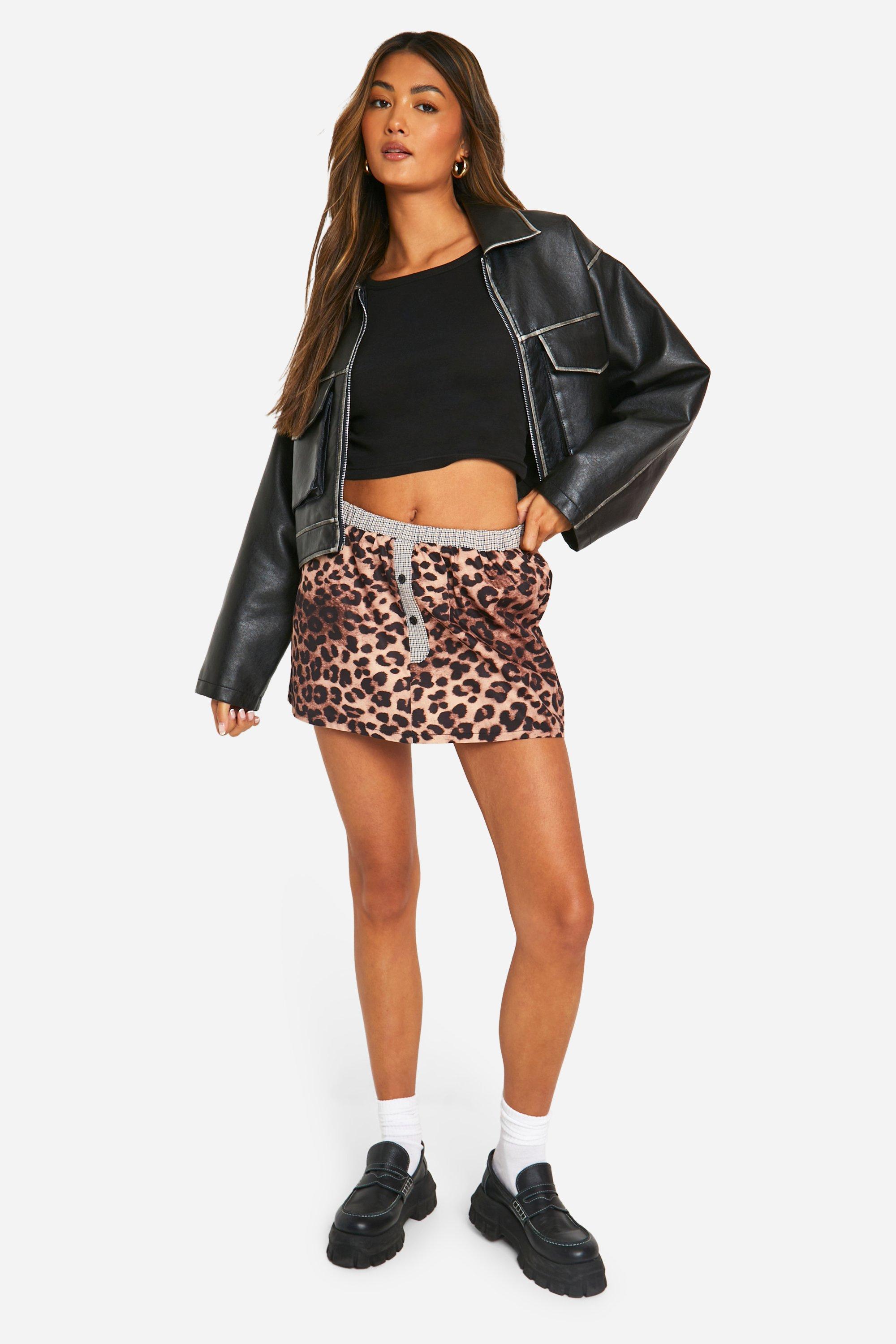 Leopard print mini skirt jacket hotsell