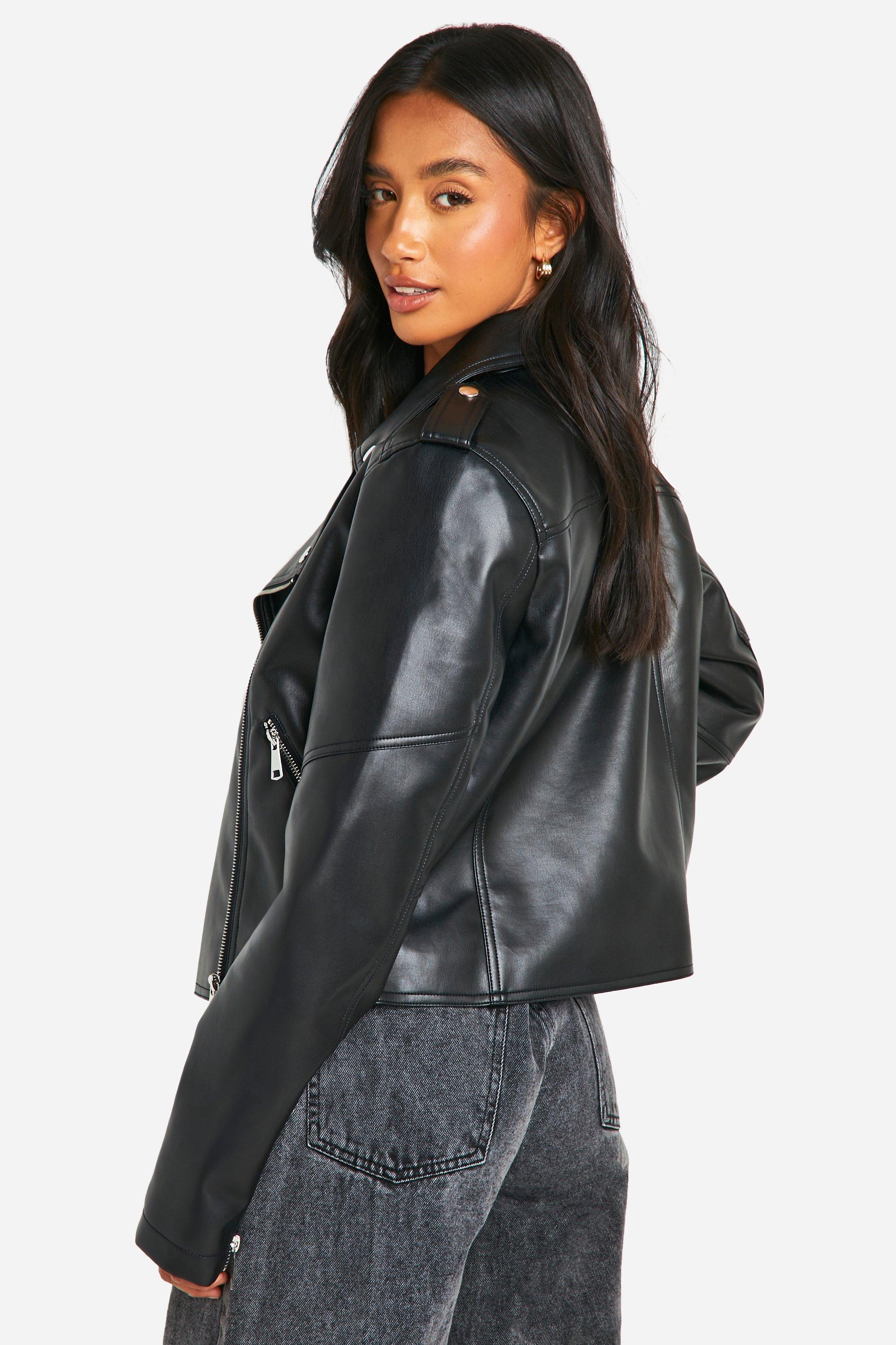 Boohoo black shops leather jacket