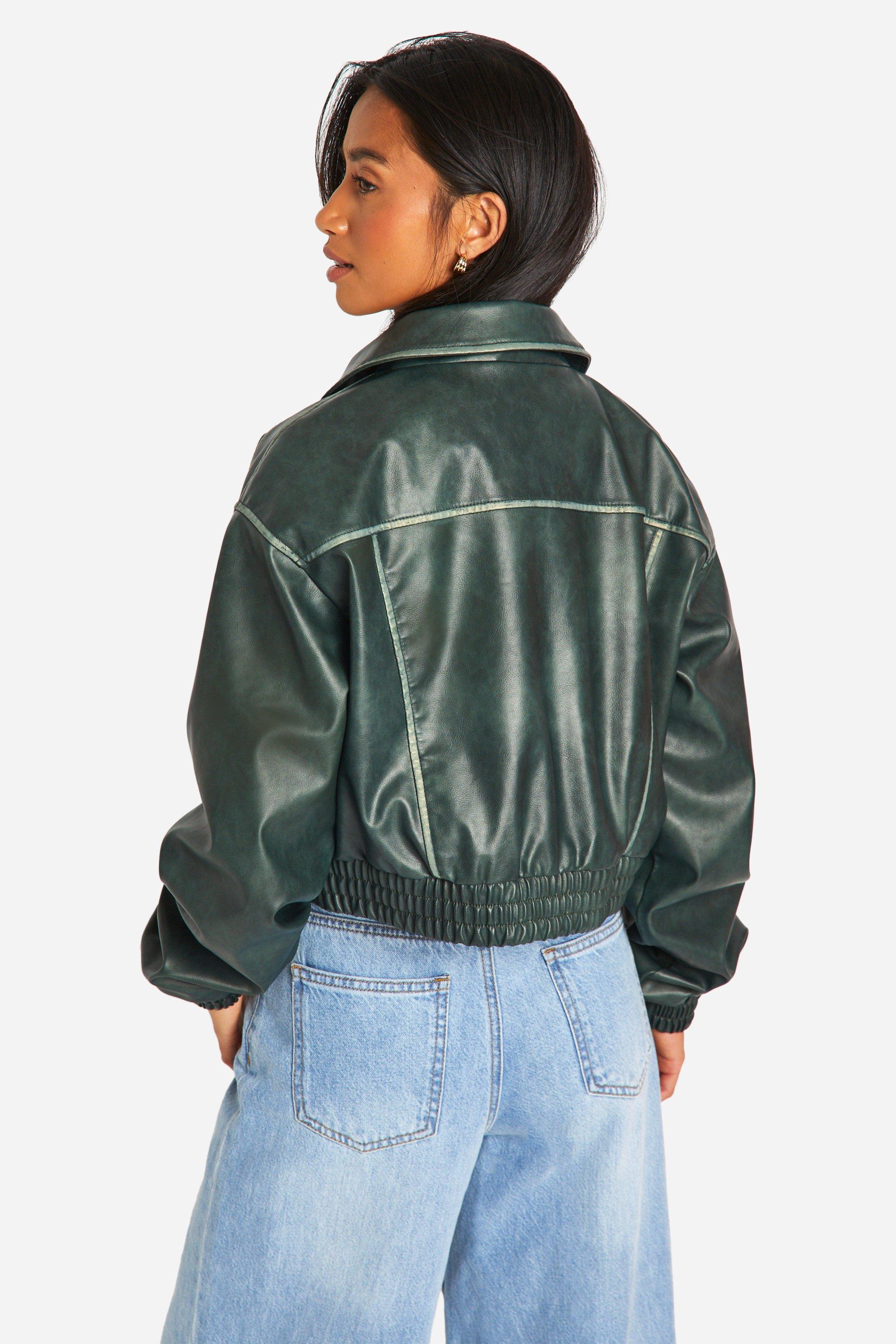 Teal faux leather jacket new arrivals