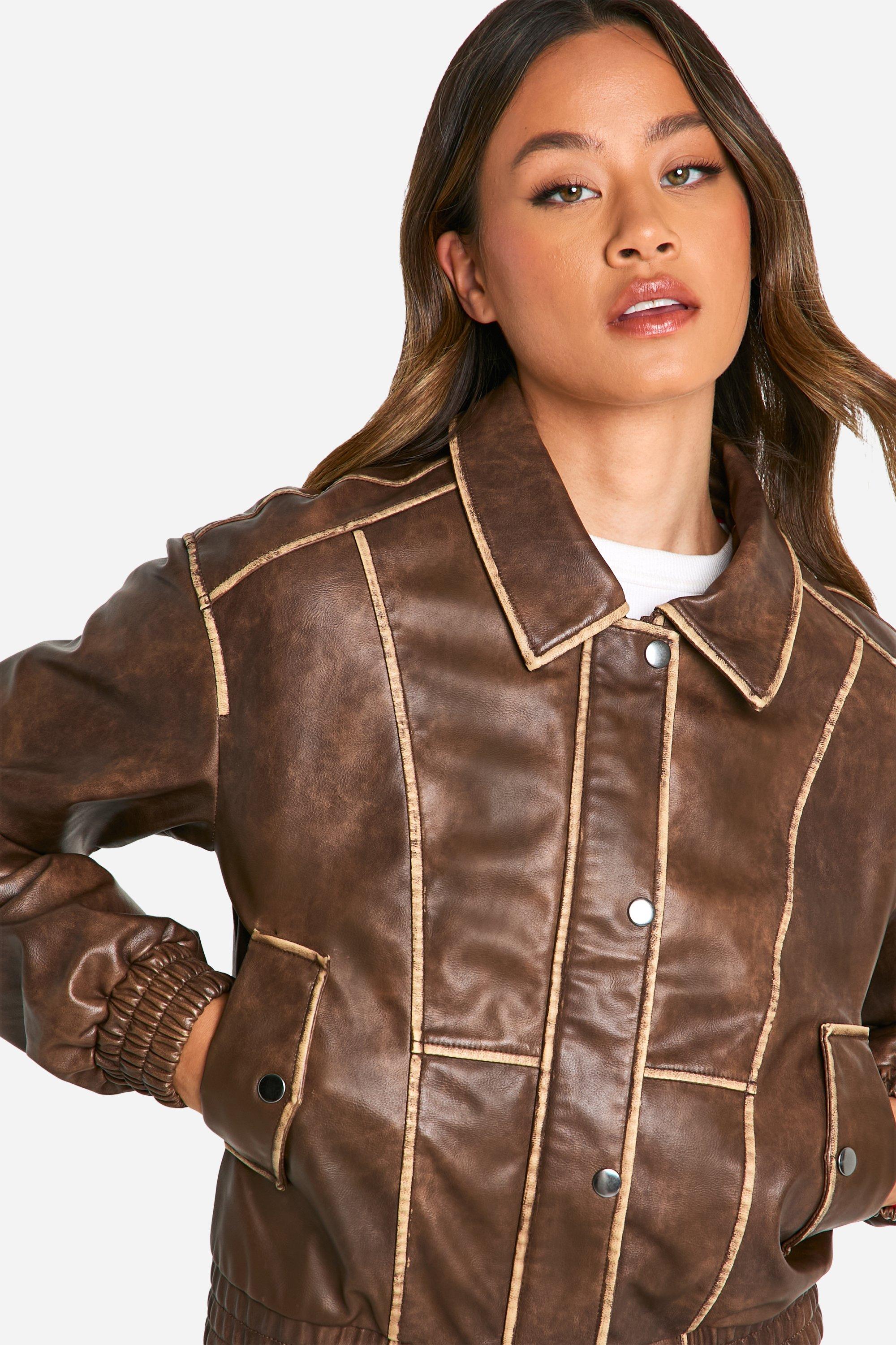 Tall Vintage Look Faux Leather Jacket