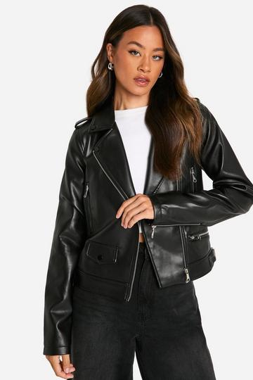 Tall Faux Leather Biker Jacket black