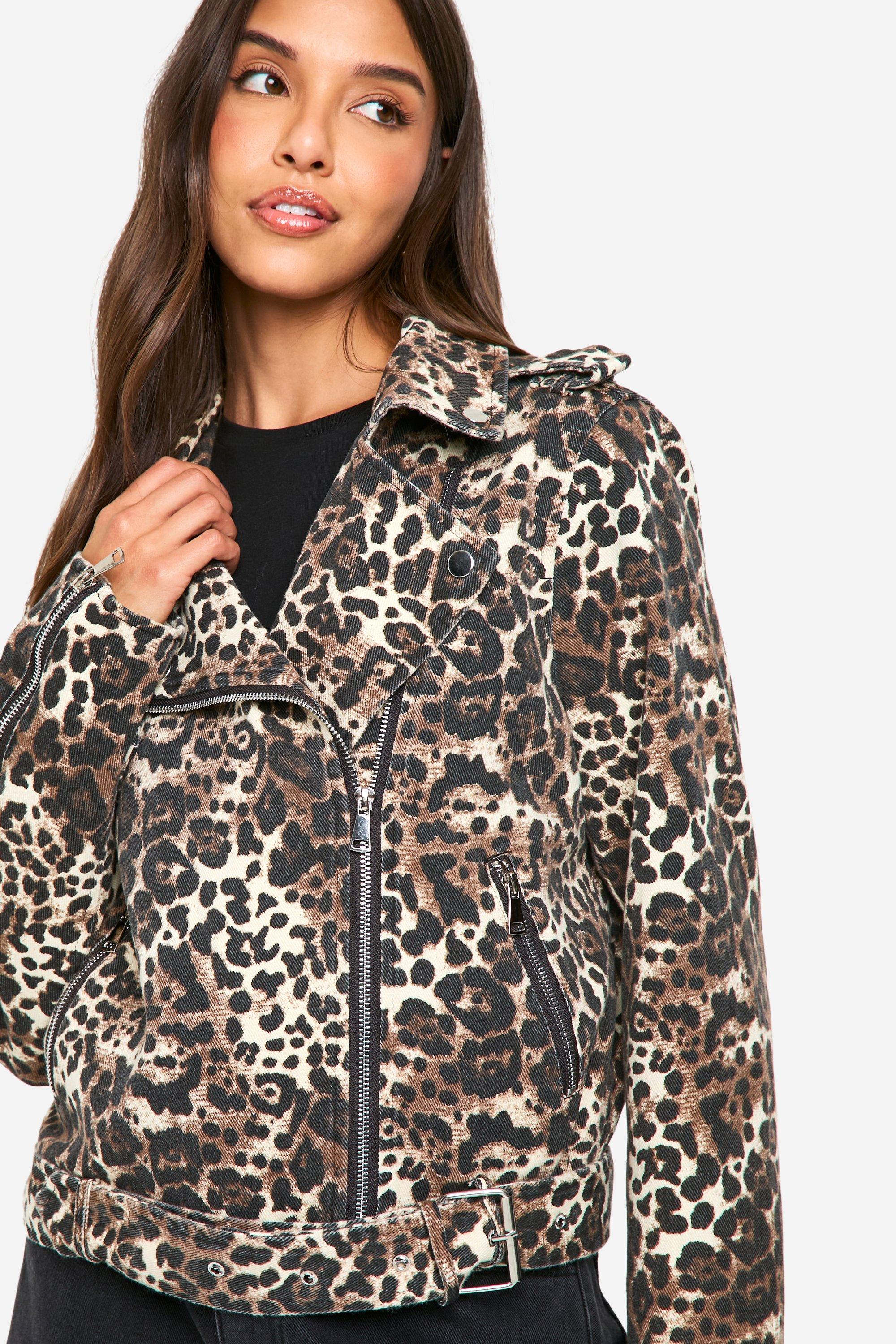 Giacca jeans leopardata store