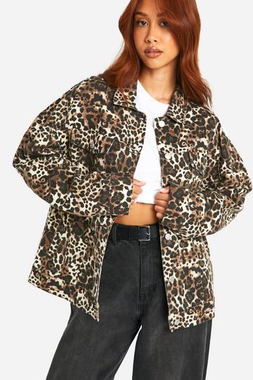 Multi Leopard Print Denim Jacket