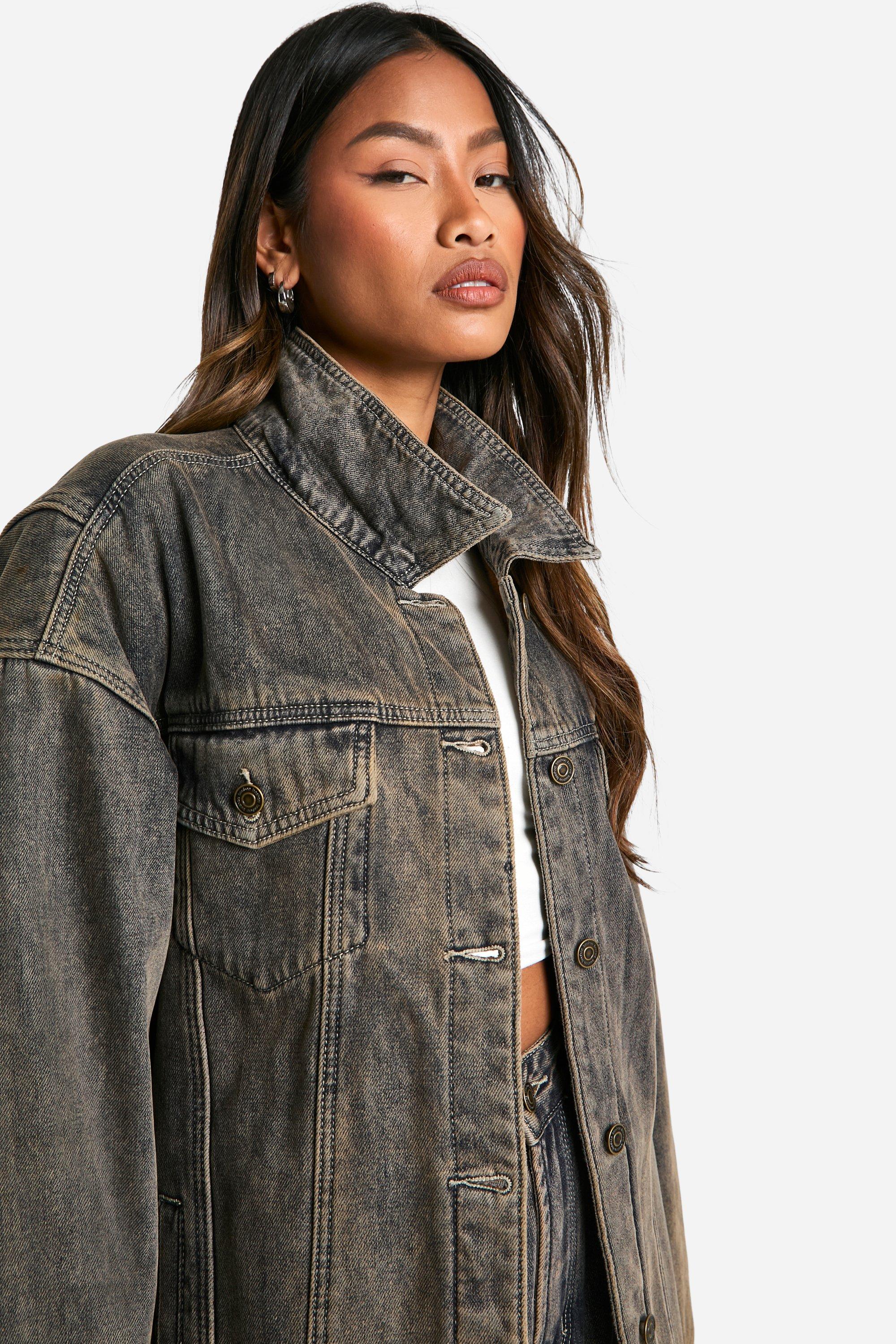 Long denim jacket boohoo hotsell