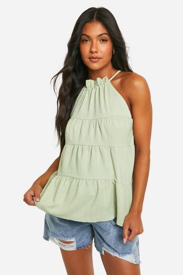 Maternity Textured High Neck Cami Smock Top sage