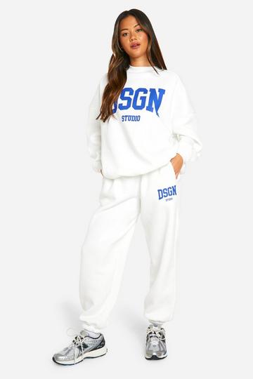 Dsgn Studio Slogan Print Sweatshirt Tracksuit ecru