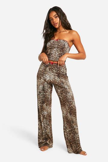 Multi Leopard Bandeau And Pants Lounge Set