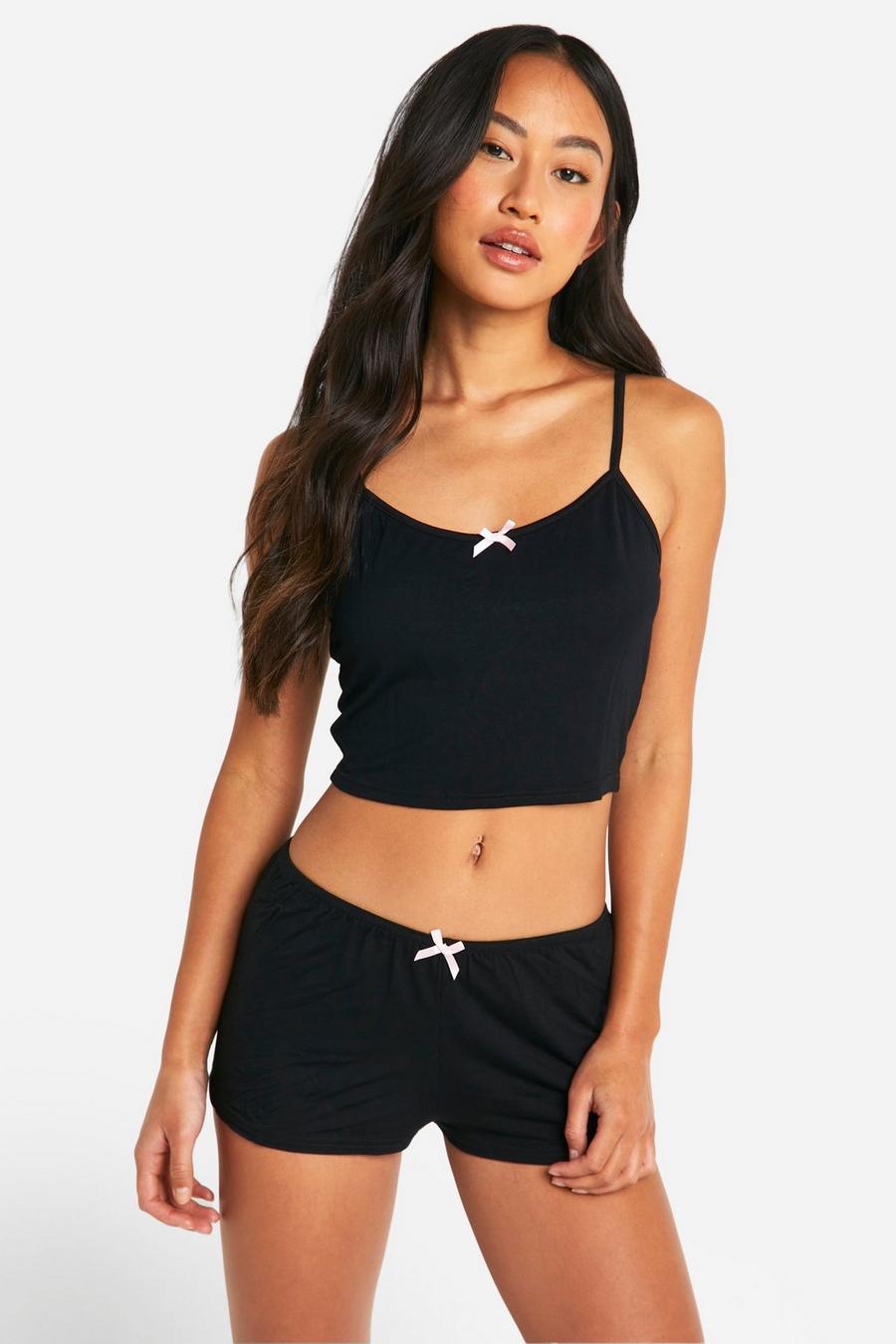 Black Cami And Booty Short Lounge Set 