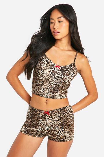 Leopard Cami And Booty Short Lounge Set leopard