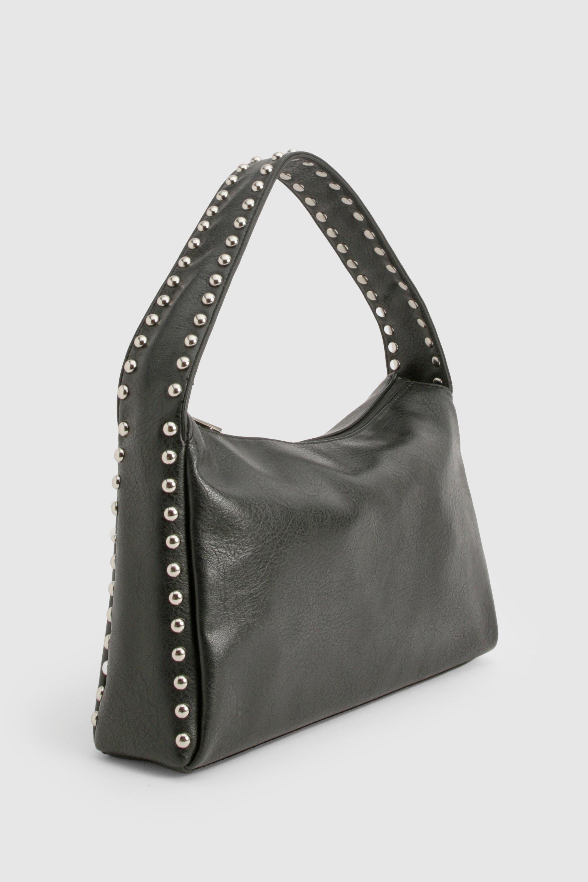 Silver handbag with 2024 studded handle