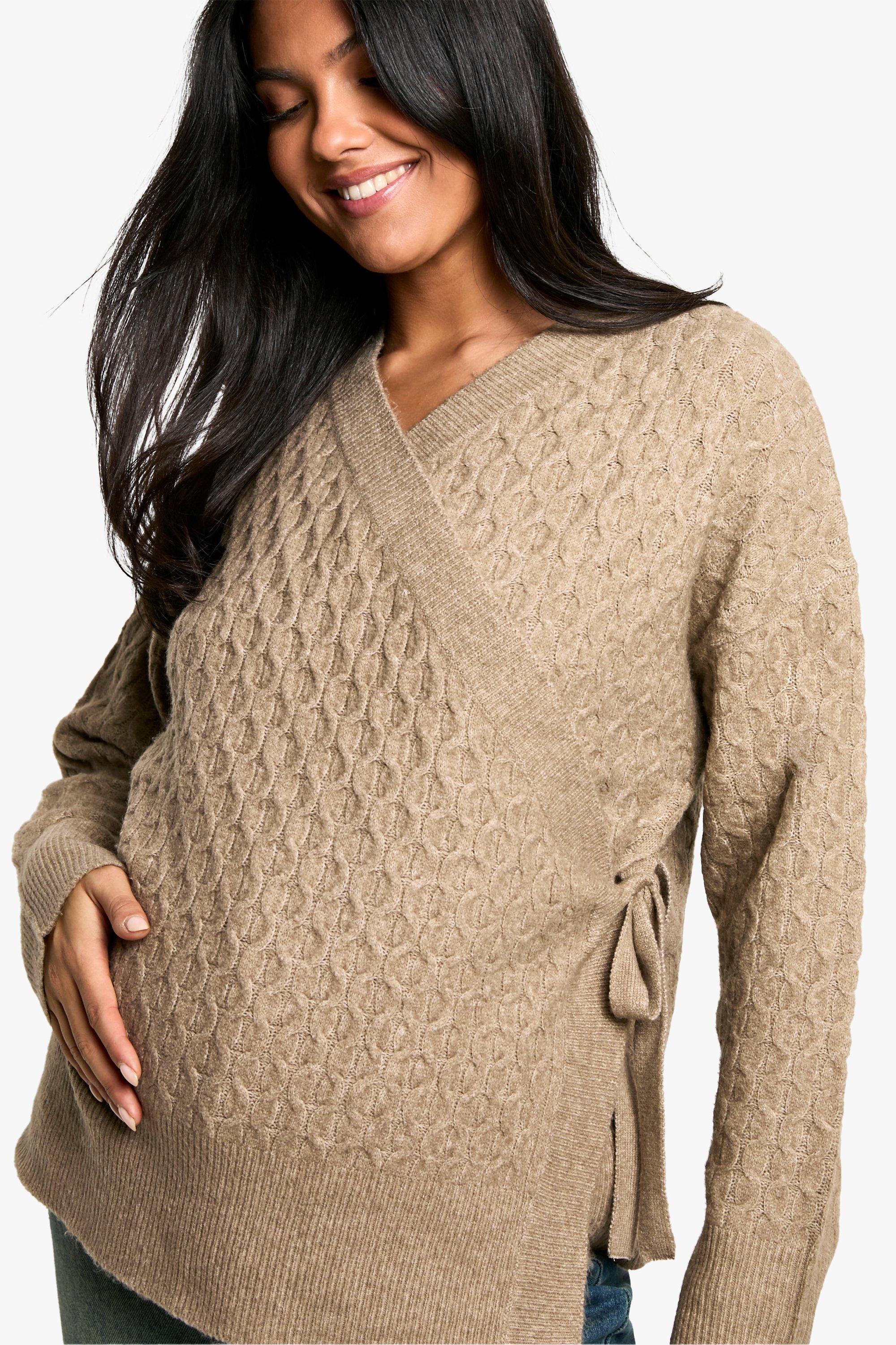 Maternity Soft Cable Knitted Wrap Cardigan