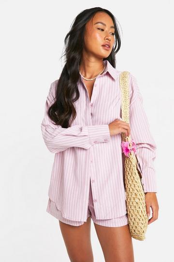 Oversized Multi Stripe Shirt rose pink