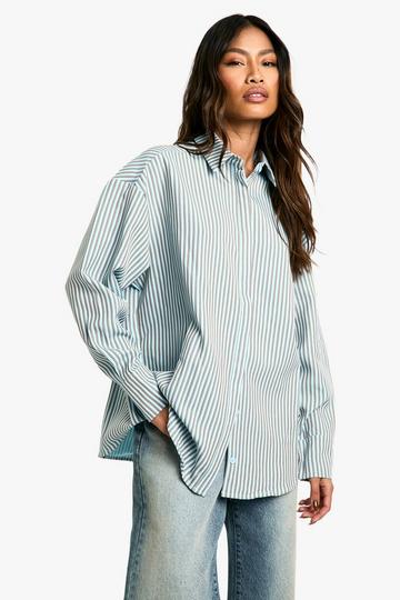 Oversized Stripe Shirt bright blue