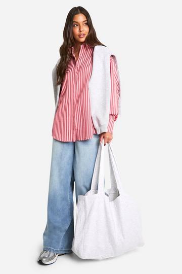 Oversized Textured Stripe Volume Sleeve Shirt red