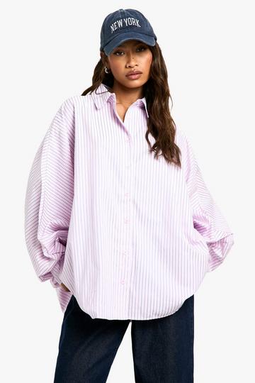 Oversized Fijn Gestreept Overhemd pale pink