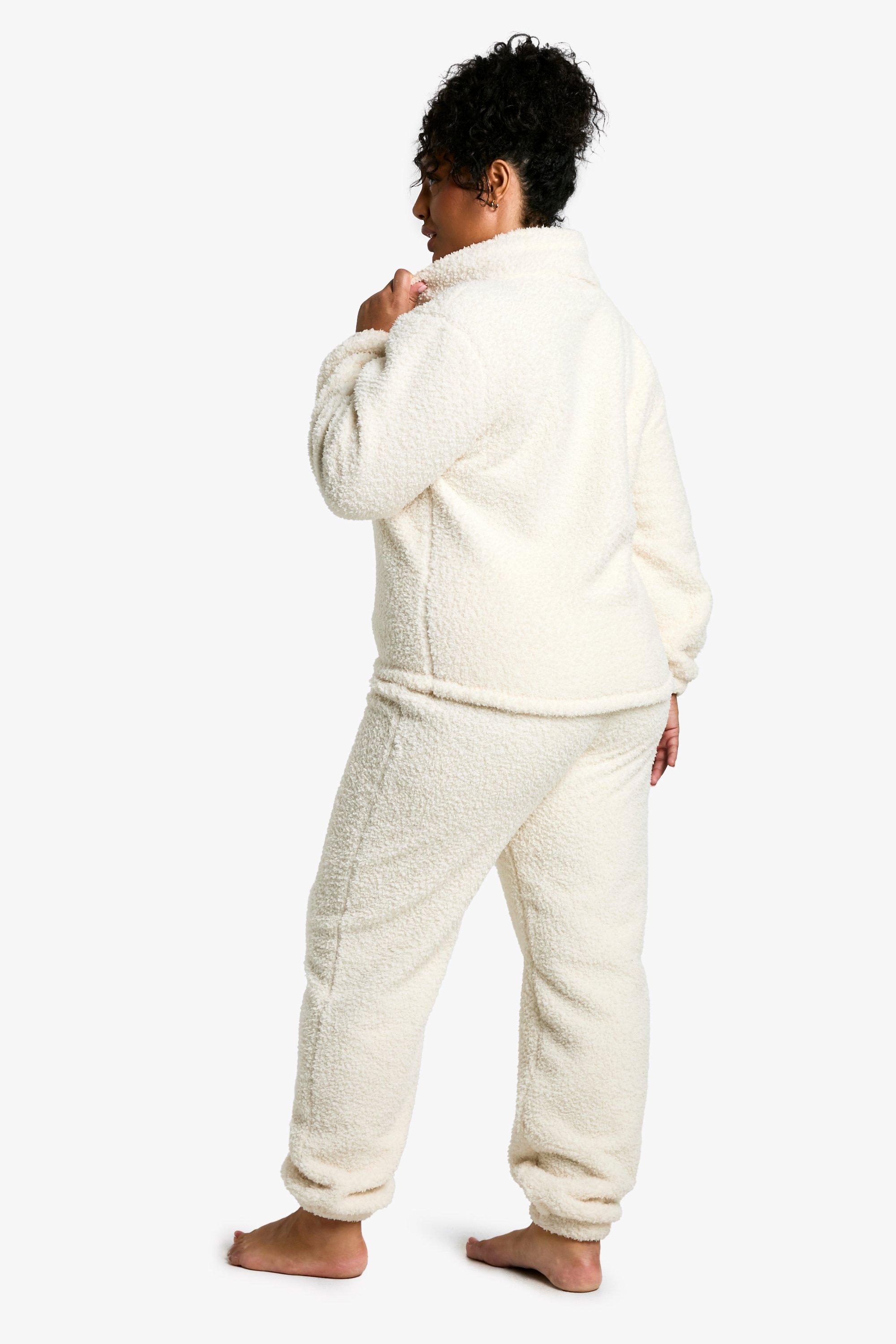 Plus Boucle Fleece Zip Sweat And Jogger Set boohoo