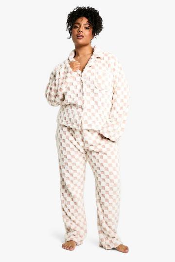 Plus Roze Geruite Baby Pyjama Set Met Knopen baby pink