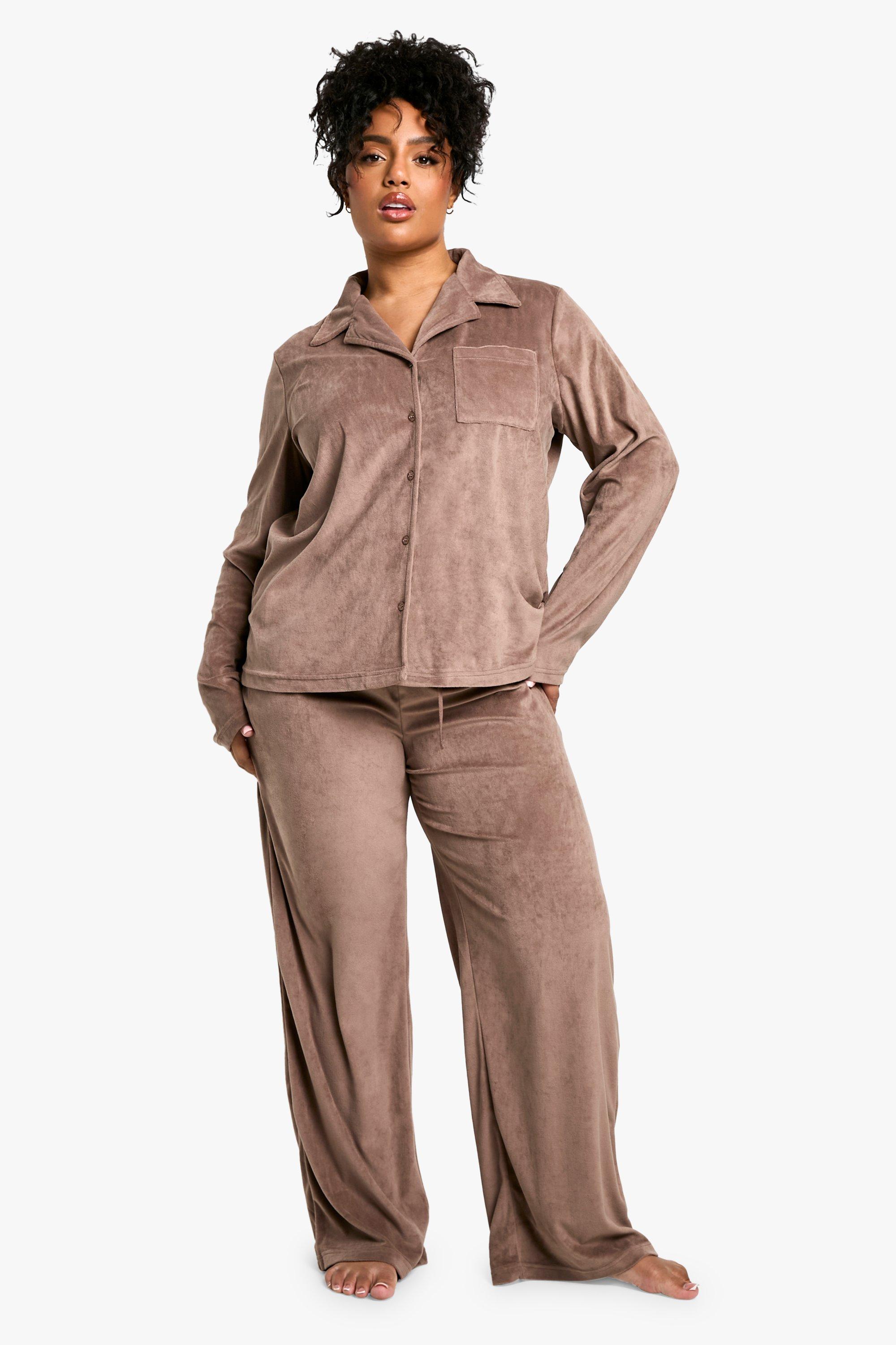 Grande taille - Ensemble de pyjama boutonné en velours