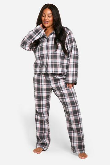 Plus Roze Geruite Flanellen Pyjama Set black