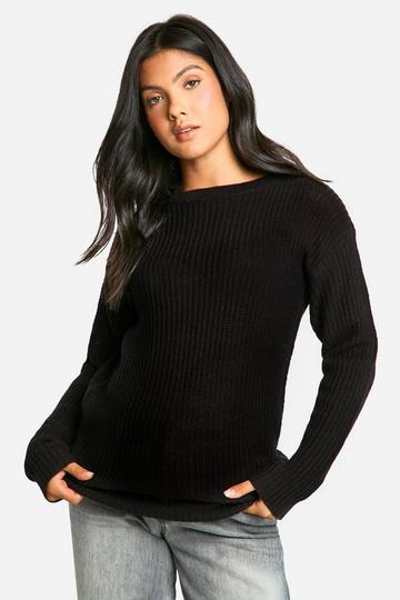 Black Maternity Crew Neck Jumper