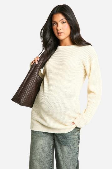 Maternity Crew Neck Jumper stone