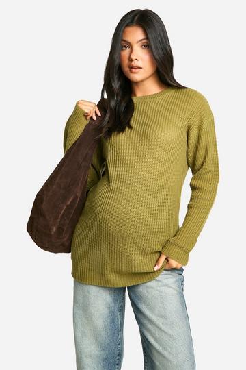 Maternity Crew Neck Jumper khaki