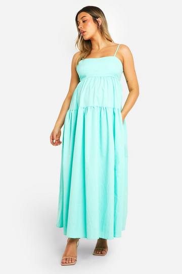 Maternity Tiered Strappy Smock Midaxi Dress turquoise